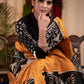 Exclusive pure silk hand batik mustard yellow saree with warli design motifs