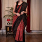 Exclusive maroon Ajrakh saree with Bandhej border
