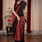 Exclusive maroon Ajrakh saree with Bandhej border