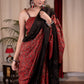 Exclusive maroon Ajrakh saree with Bandhej border