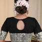 Elegant Black Cotton Slub Blouse with Madhubani Print  on Neck and Sleeves