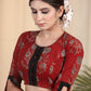 Elegant Brick Colour Cotton Ajrakh Blouse with Designer Sleeves