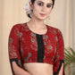 Elegant Brick Colour Cotton Ajrakh Blouse with Designer Sleeves