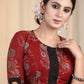 Elegant Brick Colour Cotton Ajrakh Blouse with Designer Sleeves