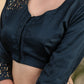 Partywear Teal Blue Cotton Silk Blouse with Beautiful Hand Zardosi Work on Shoulder and Sleeves