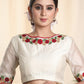 Beautifully Embroidered Off white Chanderi Blouse. Lining Given
