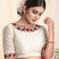 Beautifully Embroidered Off white Chanderi Blouse. Lining Given