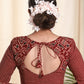 Trendy Cotton Ajrakh Combination Blouse with Peplum Sleeves