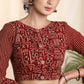 Trendy Cotton Ajrakh Combination Blouse with Peplum Sleeves