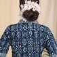 Cotton Indigo Combination  Blouse  with Lace and Elegant Collars