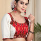 Elegant Ikat and Offwhite Contrast Cotton Blouse