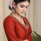Party Wear Maroon Cotton Silk Blouse with Hand Emroidered Zardosi Work at Front , Back and sleeves