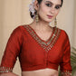 Party Wear Maroon Cotton Silk Blouse with Hand Emroidered Zardosi Work at Front , Back and sleeves