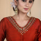 Party Wear Maroon Cotton Silk Blouse with Hand Emroidered Zardosi Work at Front , Back and sleeves