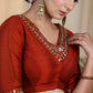 Party Wear Maroon Cotton Silk Blouse with Hand Emroidered Zardosi Work at Front , Back and sleeves