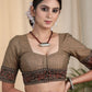 Elegant and Striking Chikoo  colored Cotton Handloom Blouse with Ajrakh Border
