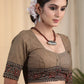 Elegant and Striking Chikoo  colored Cotton Handloom Blouse with Ajrakh Border