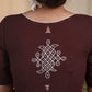 Coffee Brown Cotton Slub Blouse with Fine Hand painting on Sleeves and Back