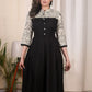 Black cotton dress with Madhubani printed combination