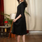 Black cotton dress with exclusive hand embroidered design