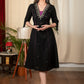 Black cotton dress with exclusive hand embroidered design