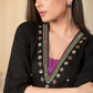 Black cotton dress with exclusive hand embroidered design