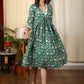 Exclusive green floral Jaipuri printed cotton dress