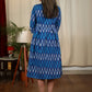 Exclusive blue ikat collared cotton dress