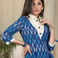 Exclusive blue ikat collared cotton dress