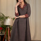 Black Ajrakh zig zag printed dress with contrast Ajrakh collar