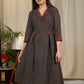 Black Ajrakh zig zag printed dress with contrast Ajrakh collar