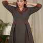 Black Ajrakh zig zag printed dress with contrast Ajrakh collar