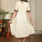 Cream cotton silk one piece dress with benarasi combination