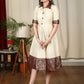 Cream cotton silk one piece dress with benarasi combination