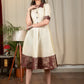 Cream cotton silk one piece dress with benarasi combination