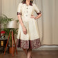 Cream cotton silk one piece dress with benarasi combination