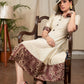 Cream cotton silk one piece dress with benarasi combination
