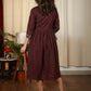 Exclusive brown cotton dress with Ajrakh detailing