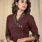 Exclusive brown cotton dress with Ajrakh detailing