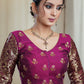 Magenta Cotton Silk Blouse with Hand Embroidery Work and Banarsi Sleeves