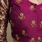 Magenta Cotton Silk Blouse with Hand Embroidery Work and Banarsi Sleeves