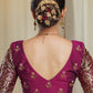 Magenta Cotton Silk Blouse with Hand Embroidery Work and Banarsi Sleeves
