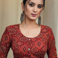 Maroon Cotton Ajrakh Combination Blouse With Bead work at the Back and Sleeves