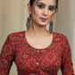 Maroon Cotton Ajrakh Combination Blouse With Bead work at the Back and Sleeves