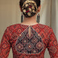 Maroon Cotton Ajrakh Combination Blouse With Bead work at the Back and Sleeves
