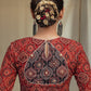 Maroon Cotton Ajrakh Combination Blouse With Bead work at the Back and Sleeves