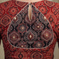 Maroon Cotton Ajrakh Combination Blouse With Bead work at the Back and Sleeves