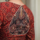 Maroon Cotton Ajrakh Combination Blouse With Bead work at the Back and Sleeves