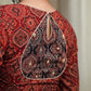 Maroon Cotton Ajrakh Combination Blouse With Bead work at the Back and Sleeves