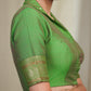 Mehendi Green Cotton Silk Blouse With Bead and Sequence Collar and Banarsi Border